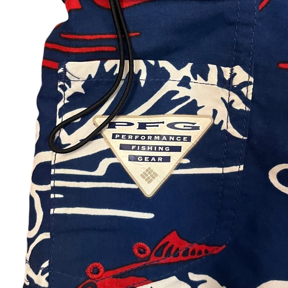 Columbia PFG Swim Trunks Board Shorts Mens 42 Red White Blue Hawaiian Fish - Picture 5 of 11